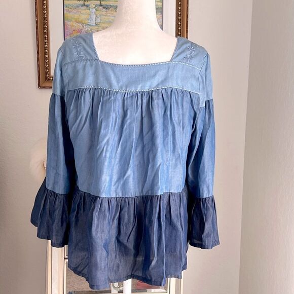 Kate Spade tiered chambray top - Picture 4 of 4
